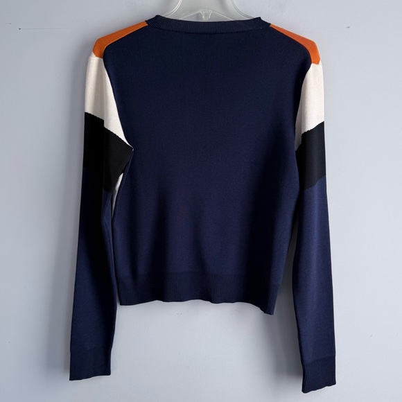 Mulberry England Silk Cotton Knit Sweater S Geometric Chevron Italy Luxury - Picture 9 of 13